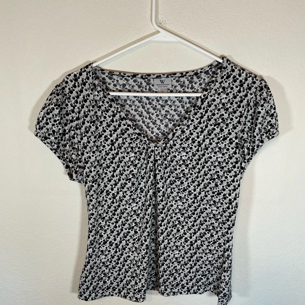 Worthington Pretty Shade Black and White Blouse